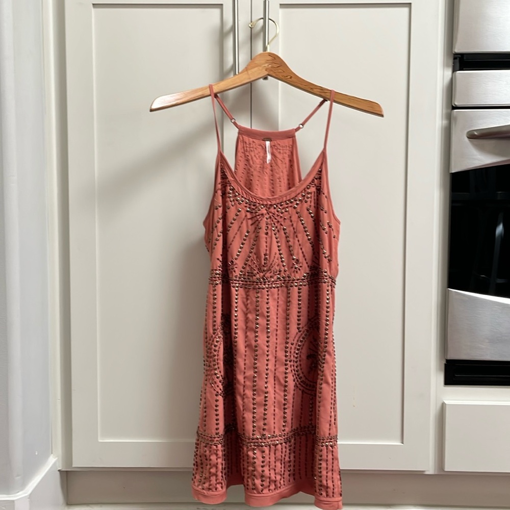 Free People beaded dress- dusty rose color